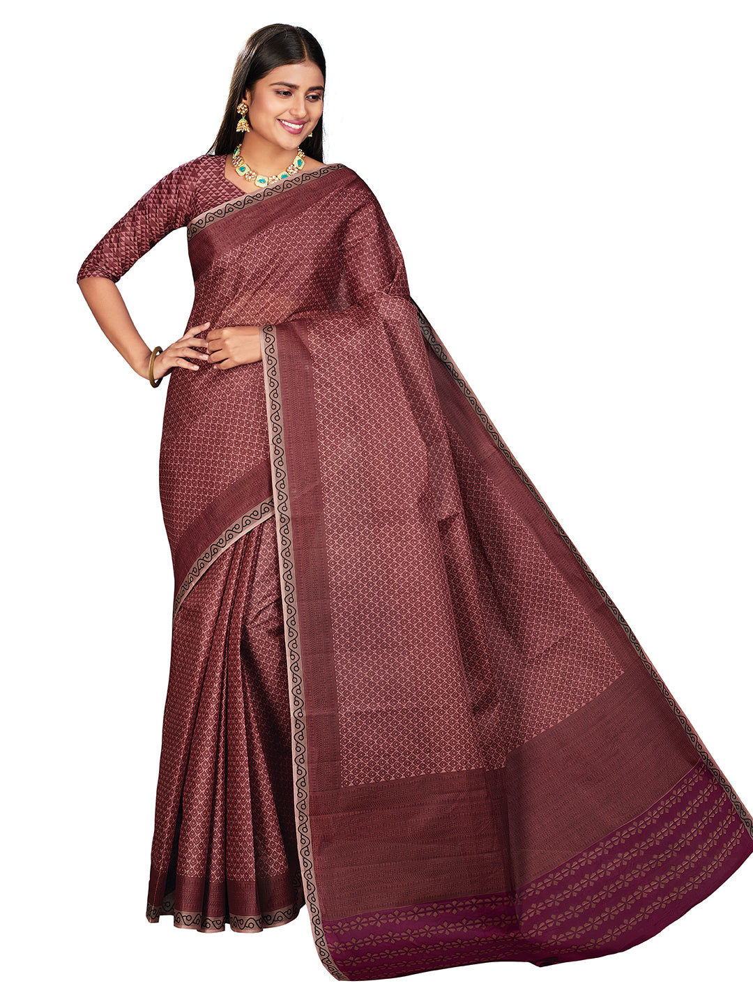 NIHARIKA Mauve Printed Pure Cotton Saree