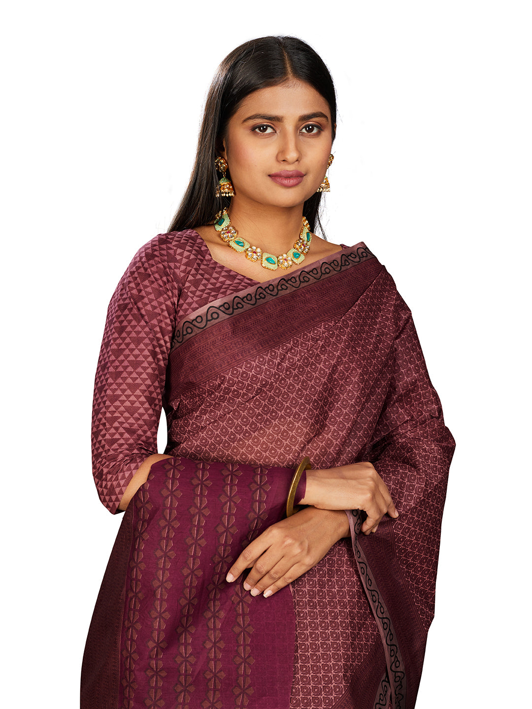 NIHARIKA Mauve Printed Pure Cotton Saree