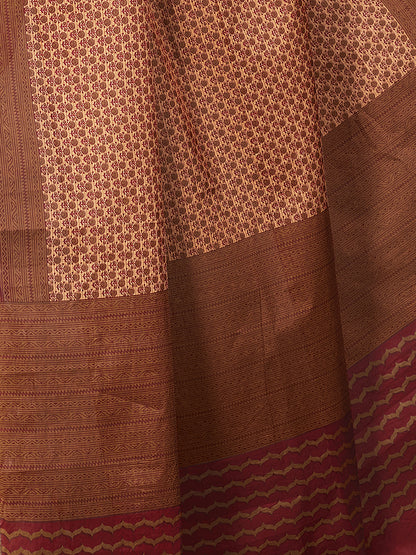 NIHARIKA Brown Printed Pure Cotton Saree