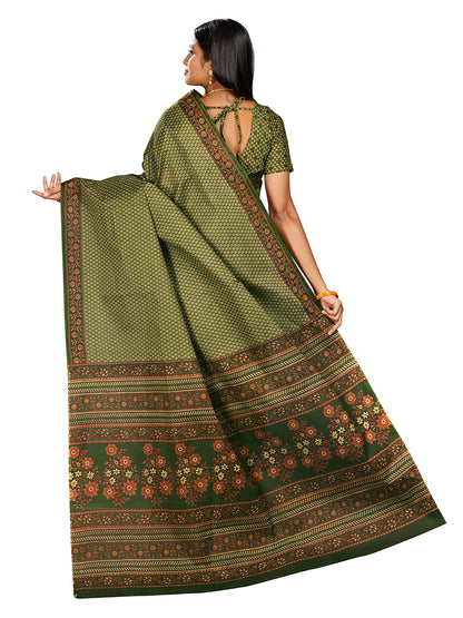 NIHARIKA Green Printed Pure Cotton Saree