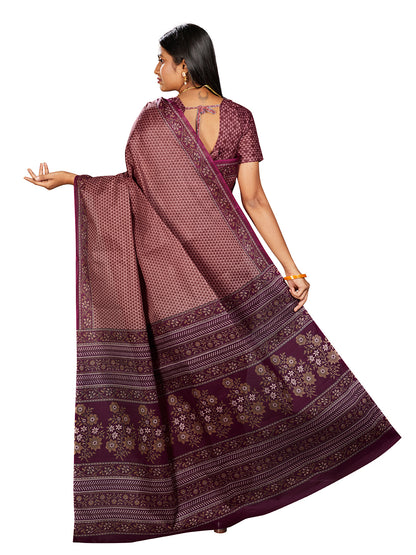 NIHARIKA Burgundy Printed Pure Cotton Saree