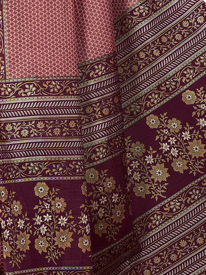 NIHARIKA Burgundy Printed Pure Cotton Saree