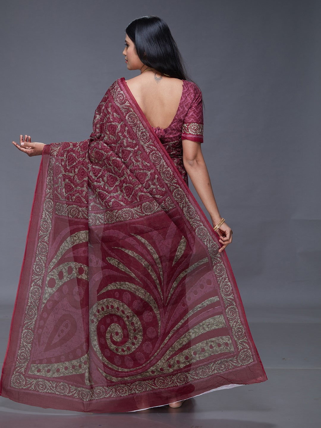 DIMPLE Mauve Printed Pure Cotton Saree