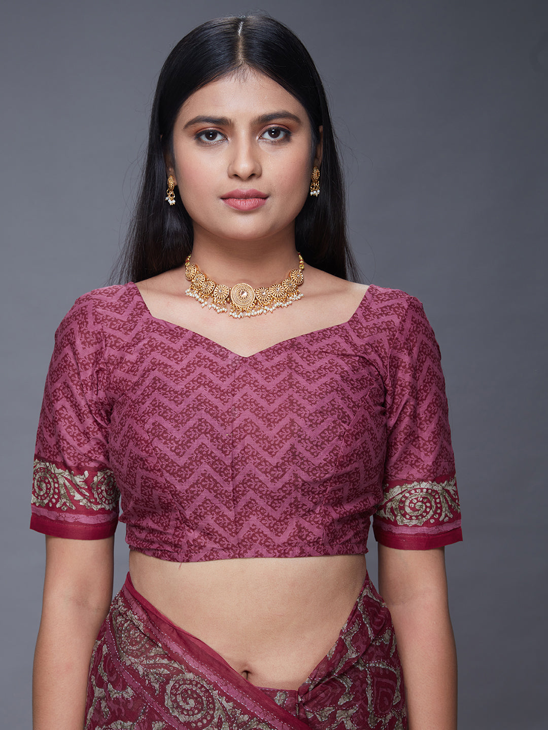 DIMPLE Mauve Printed Pure Cotton Saree