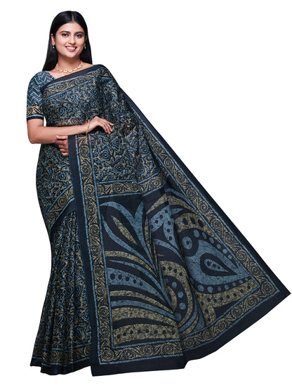 DIMPLE Grey Printed Pure Cotton Saree