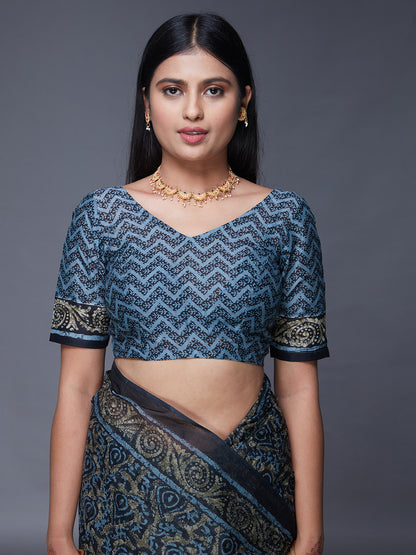 DIMPLE Grey Printed Pure Cotton Saree