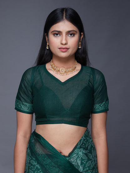 DIMPLE Green Printed Pure Cotton Saree