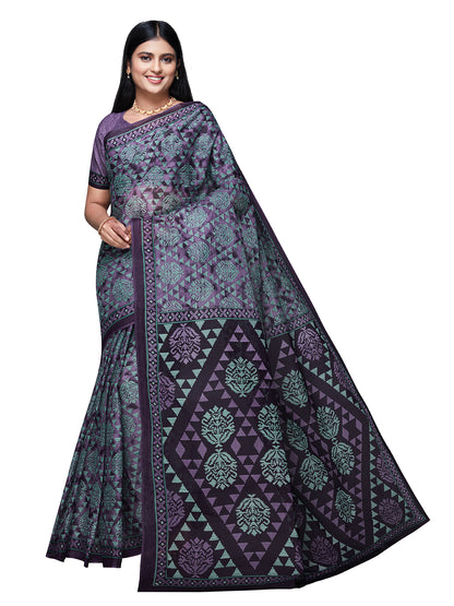 DIMPLE Purple Printed Pure Cotton Saree