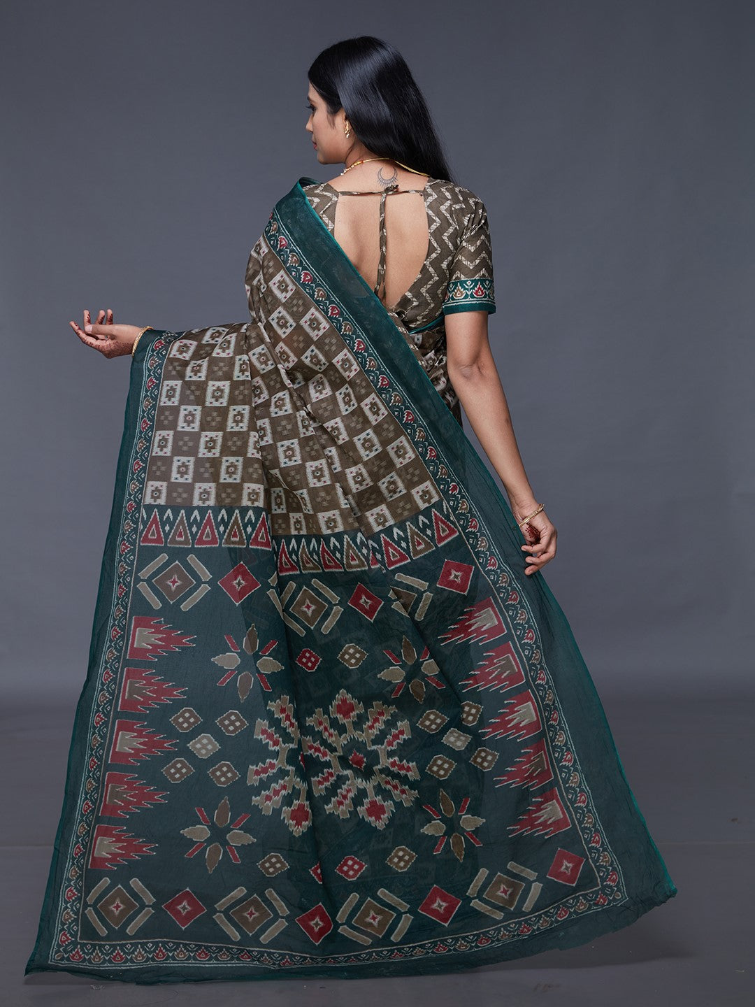 DIMPLE Green Printed Pure Cotton Saree