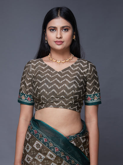 DIMPLE Green Printed Pure Cotton Saree