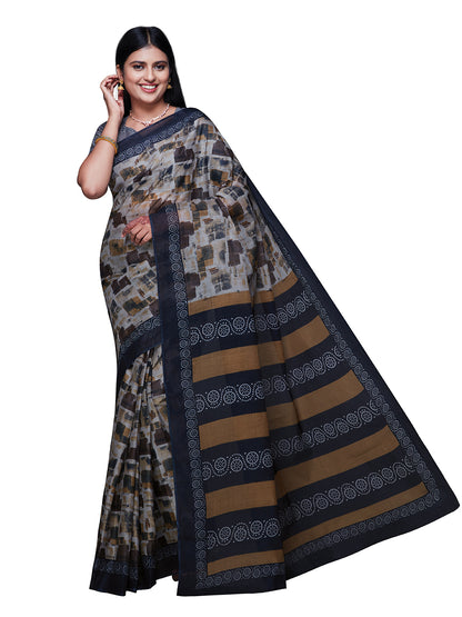 KASHMIRA Beige Printed Pure Cotton Saree