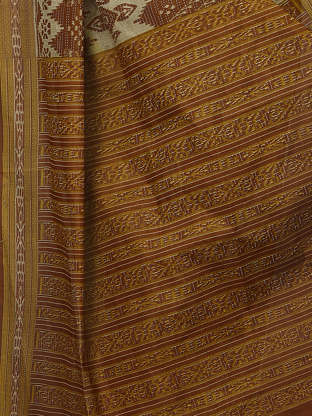 MRIGNAYANEE Mustard Printed Pure Cotton Saree