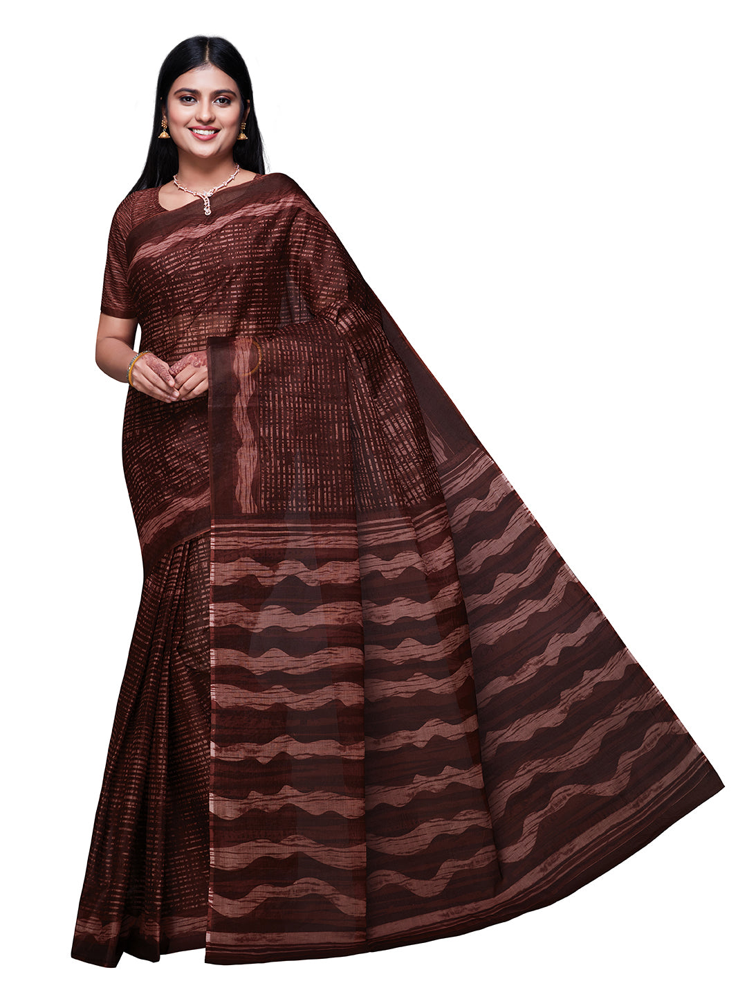 KASHMIRA Rust Printed Pure Cotton Saree