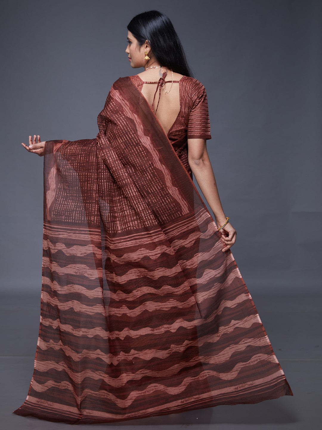 KASHMIRA Rust Printed Pure Cotton Saree