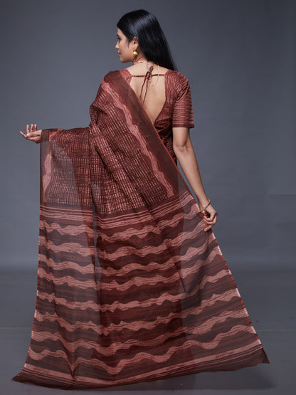 KASHMIRA Rust Printed Pure Cotton Saree