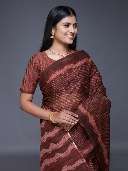 KASHMIRA Rust Printed Pure Cotton Saree