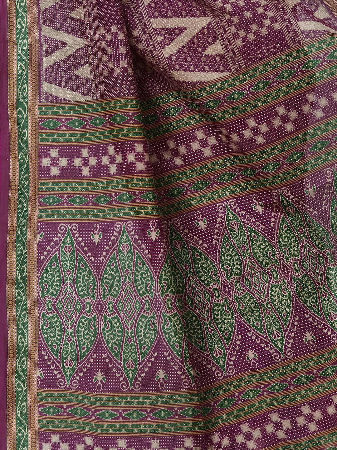 MRIGNAYANEE Purple Printed Pure Cotton Saree