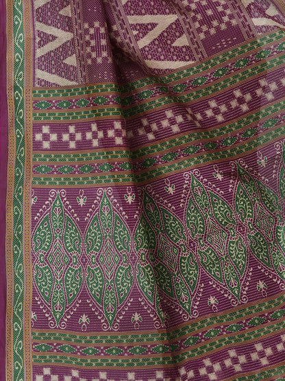 MRIGNAYANEE Purple Printed Pure Cotton Saree