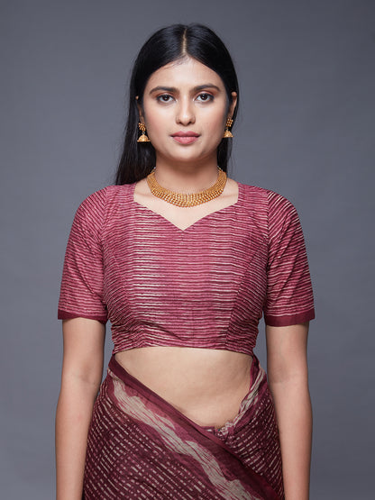 KASHMIRA Burgundy Printed Pure Cotton Saree
