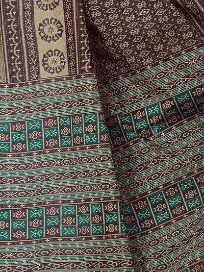 MRIGNAYANEE Brown Printed Pure Cotton Saree
