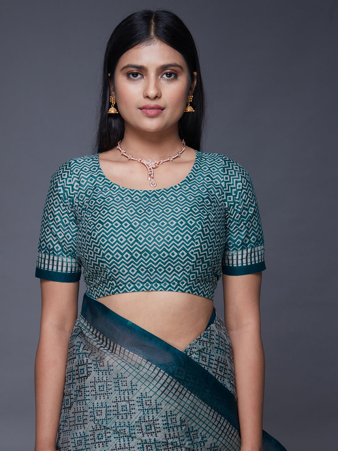 KASHMIRA Grey Printed Pure Cotton Saree