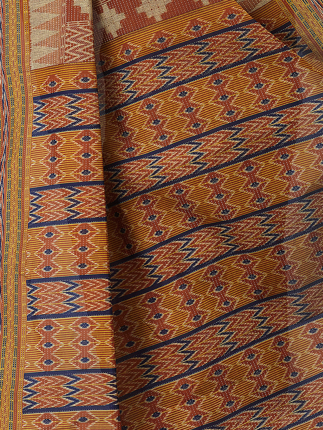 MRIGNAYANEE Rust Printed Pure Cotton Saree