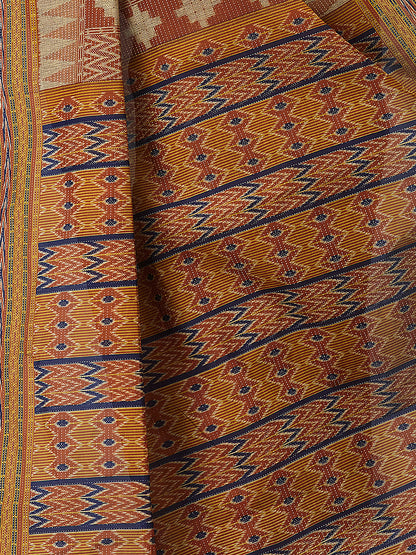 MRIGNAYANEE Rust Printed Pure Cotton Saree