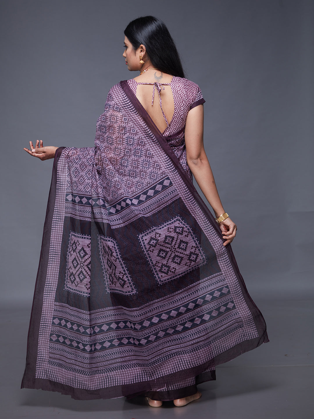 KASHMIRA Purple Printed Pure Cotton Saree