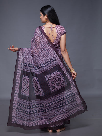 KASHMIRA Purple Printed Pure Cotton Saree