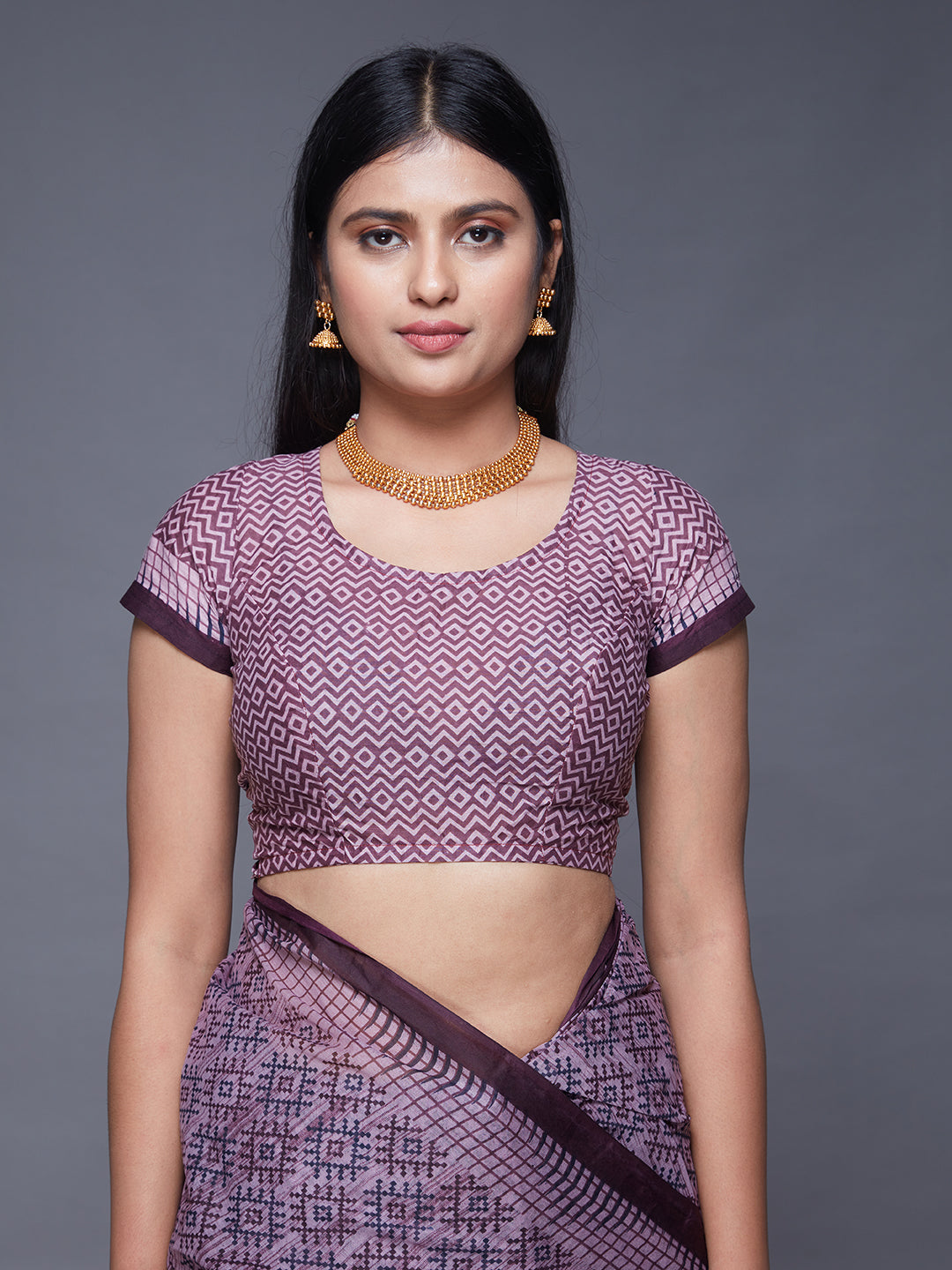 KASHMIRA Purple Printed Pure Cotton Saree
