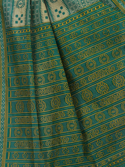 MRIGNAYANEE Green Printed Pure Cotton Saree