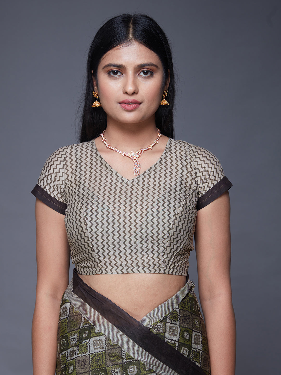 KASHMIRA Olive Printed Pure Cotton Saree