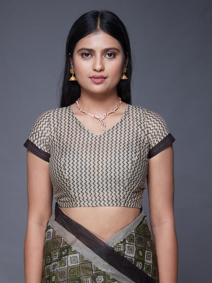 KASHMIRA Olive Printed Pure Cotton Saree