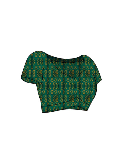 MRIGNAYANEE Green Printed Pure Cotton Saree