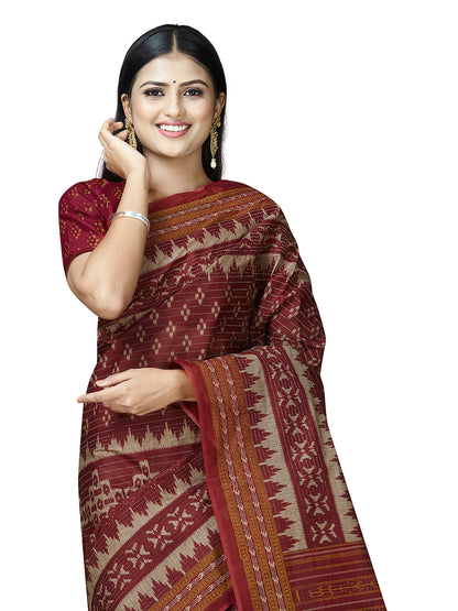 MRIGNAYANEE Red Printed Pure Cotton Saree