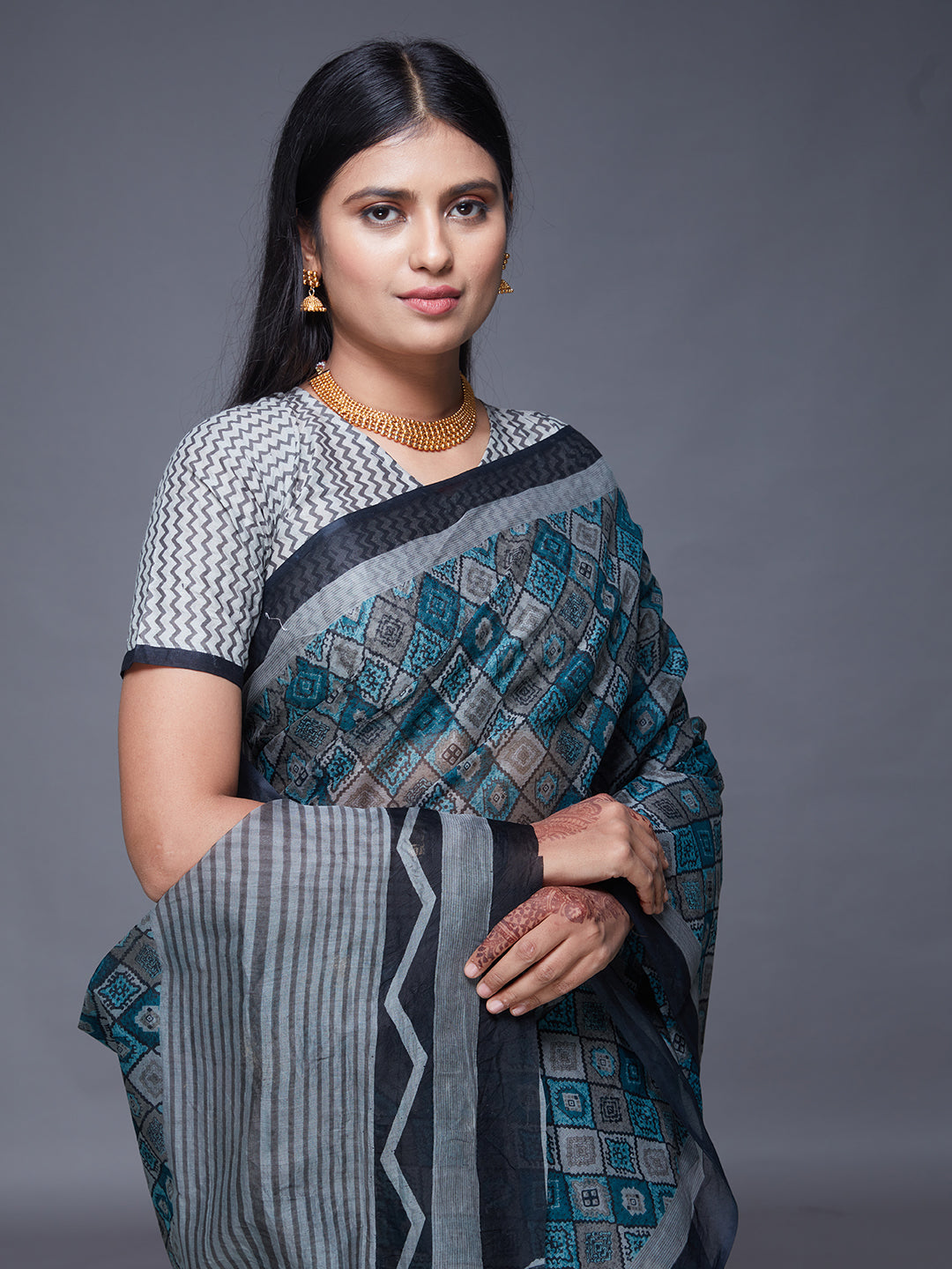 KASHMIRA Green Printed Pure Cotton Saree