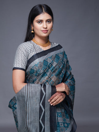 KASHMIRA Green Printed Pure Cotton Saree
