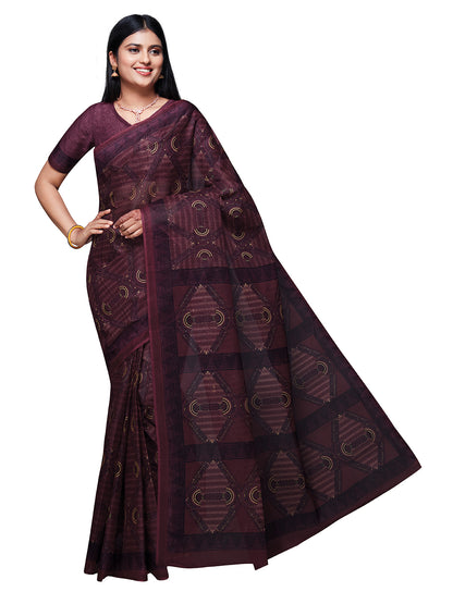 KASHMIRA Maroon Printed Pure Cotton Saree