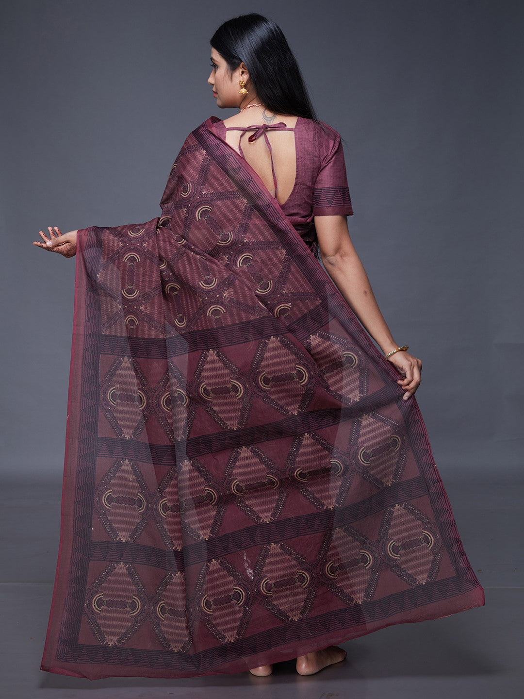KASHMIRA Maroon Printed Pure Cotton Saree