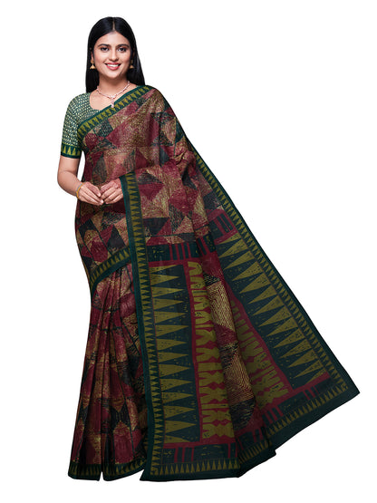 KASHMIRA Green Printed Pure Cotton Saree