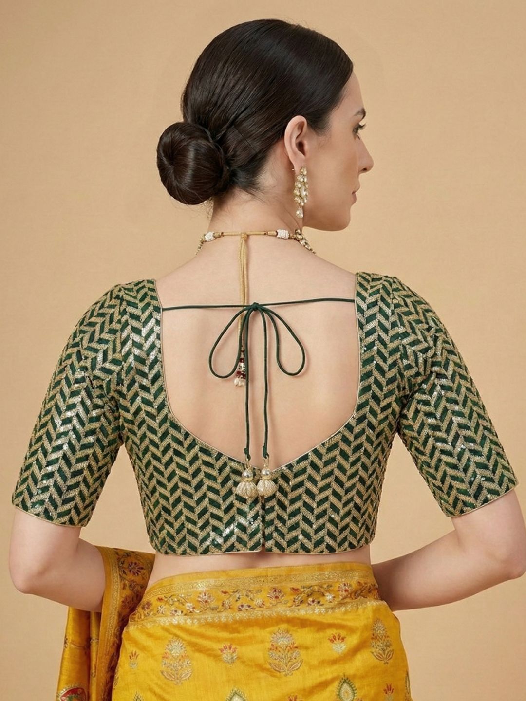Green Georgette Sweetheart Neck Readymade Blouse
