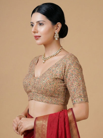 Multicolor Georgette V Neck Readymade Blouse