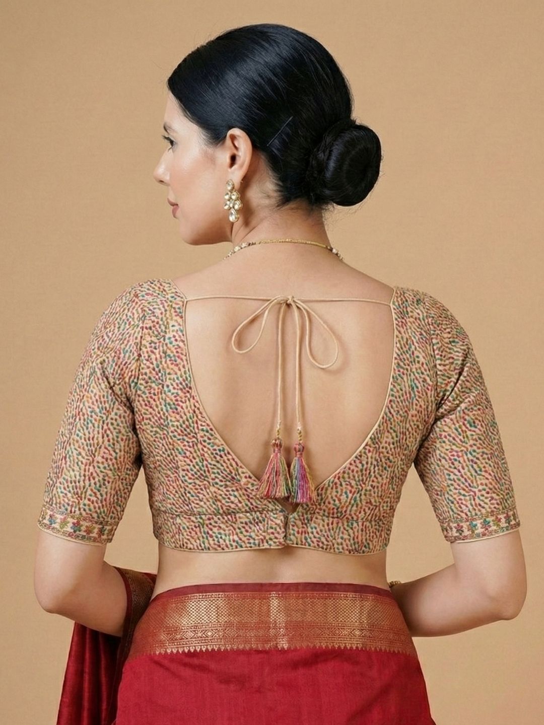 Multicolor Georgette V Neck Readymade Blouse