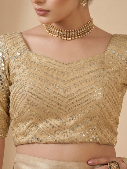 Gold Tissue Sweetheart Neck Saree Blouse