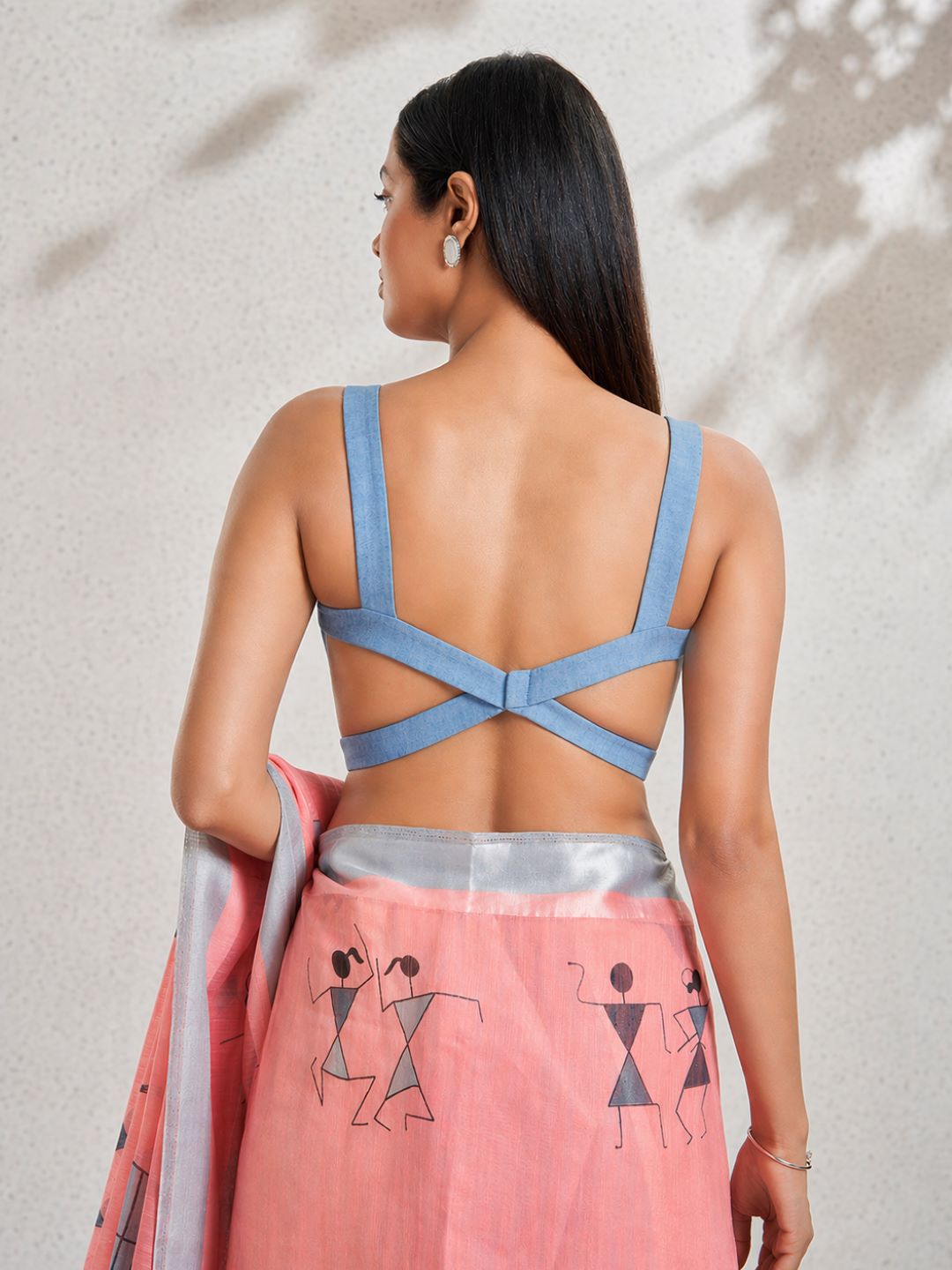 Blue Denim Sleeveless Readymade Blouse