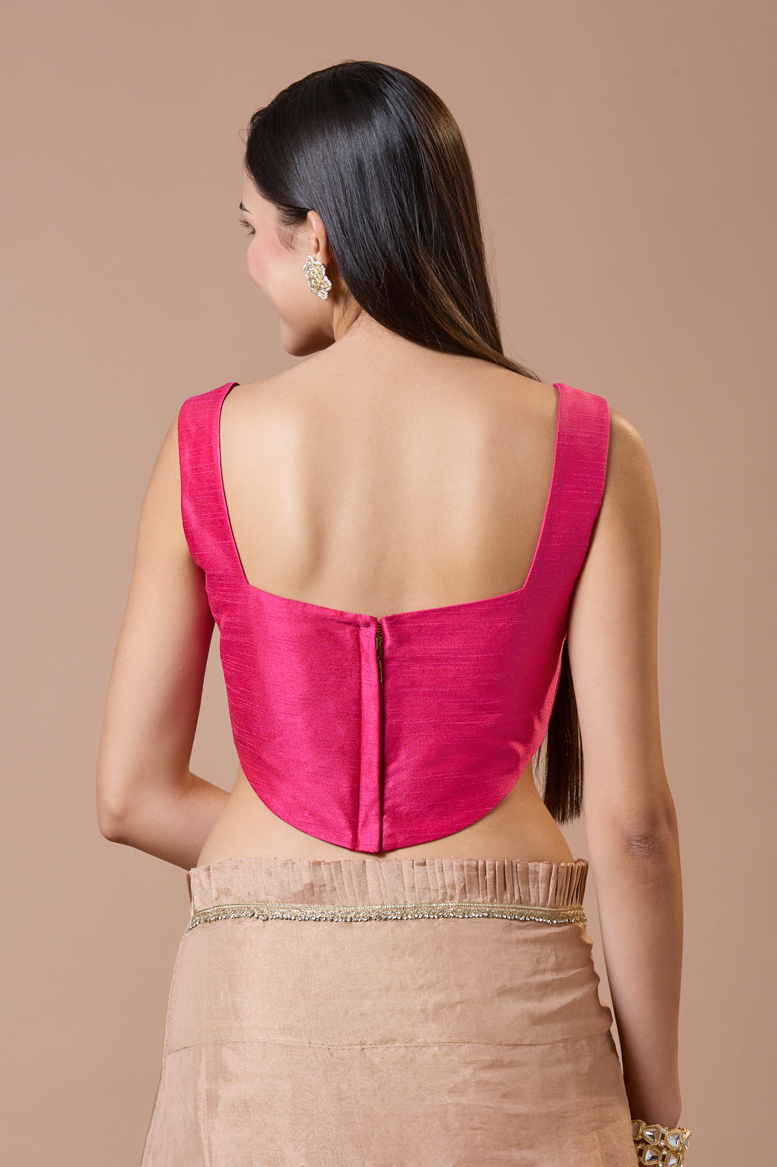 Pink Silk Corset Readymade Blouse