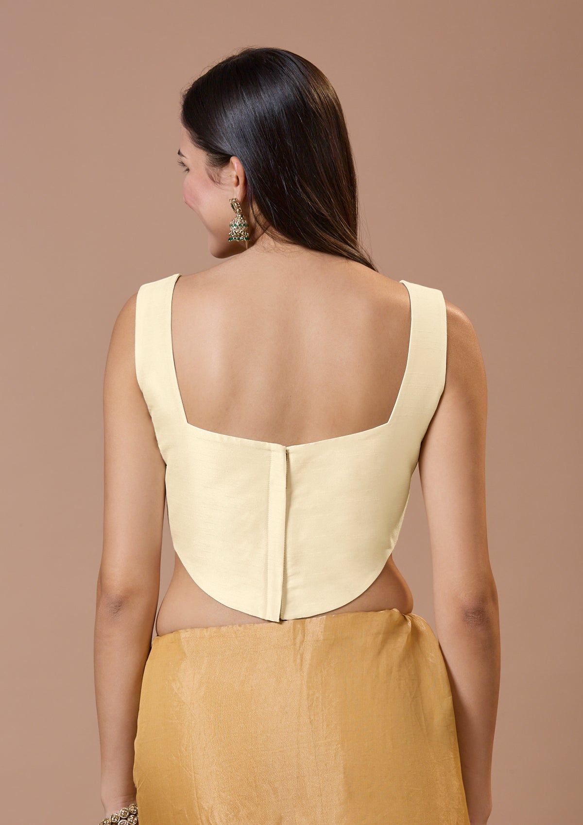 Off White Silk Corset Readymade Blouse