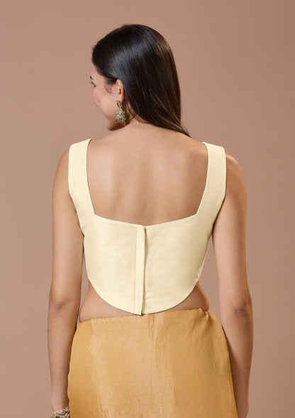 Off White Silk Corset Readymade Blouse