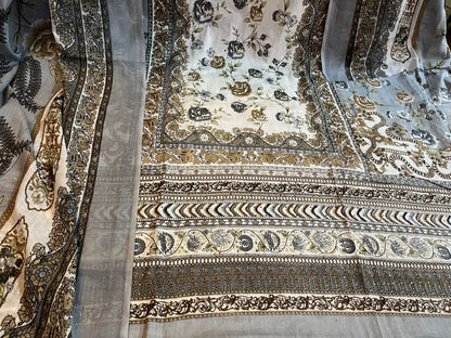 Grey Cotton Printed Unstitched Dress Material