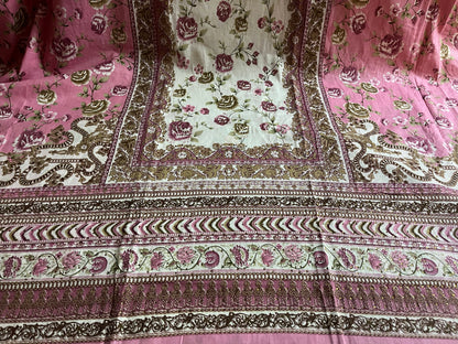 Pink Cotton Printed Unstitched Dress Material